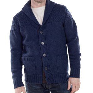 Schott Brothers Men's heavyweight wool blend basketweave detail cardigan